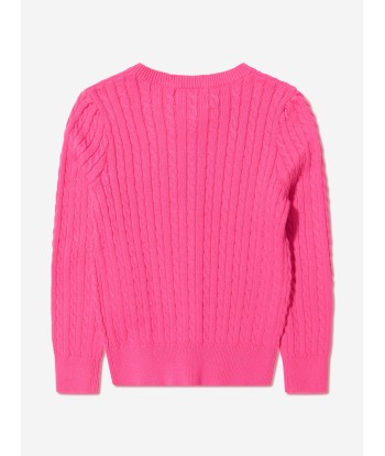 Ralph Lauren Girls Cable Knit Cardigan in Pink paiement sécurisé