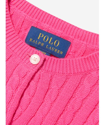 Ralph Lauren Girls Cable Knit Cardigan in Pink paiement sécurisé