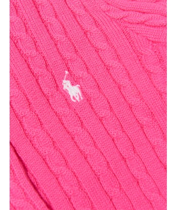 Ralph Lauren Girls Cable Knit Cardigan in Pink paiement sécurisé