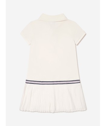 Ralph Lauren Girls Pleated Logo Dress in Ivory prix pour 