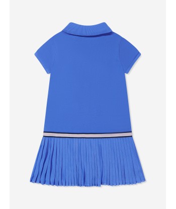 Ralph Lauren Girls Pleated Logo Dress in Blue online