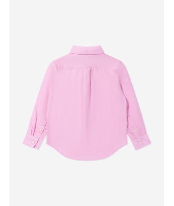 Ralph Lauren Boys Linen Logo Shirt in Pink En savoir plus