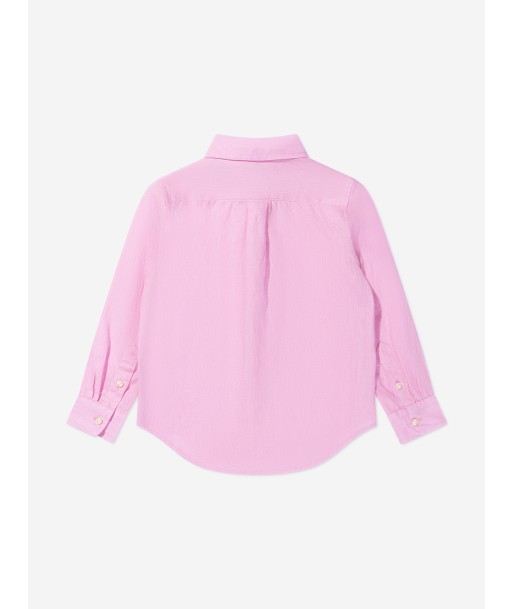 Ralph Lauren Boys Linen Logo Shirt in Pink En savoir plus