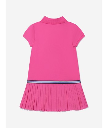 Ralph Lauren Girls Pleated Logo Dress in Pink de France