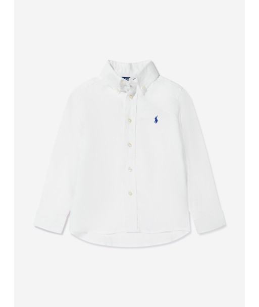 Ralph Lauren Boys Linen Shirt in White commande en ligne