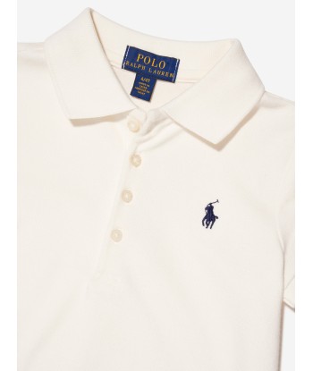 Ralph Lauren Girls Pleated Logo Dress in Ivory prix pour 