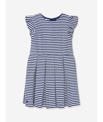 Ralph Lauren Girls Striped Ruffle Dress in Navy suggérées chez