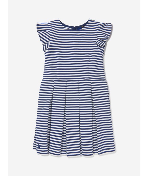 Ralph Lauren Girls Striped Ruffle Dress in Navy suggérées chez