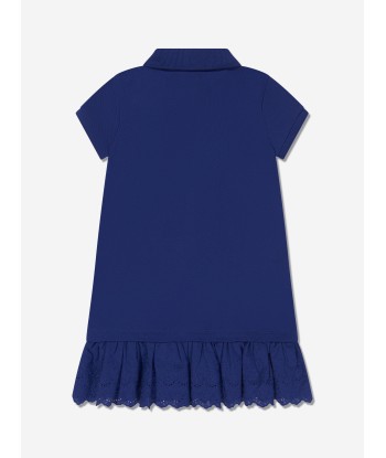 Ralph Lauren Girls Logo Eyelet Dress in Navy ouvre sa boutique