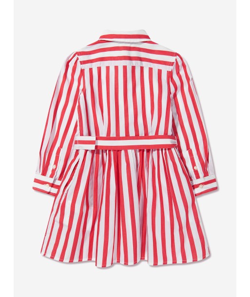 Ralph Lauren Girls Striped Shirt Dress in Red shop