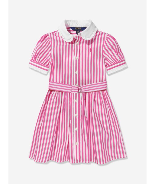 Ralph Lauren Girls Striped Shirt Dress in Pink la colonne vertébrale