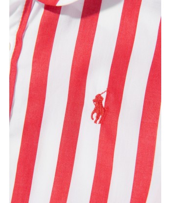 Ralph Lauren Girls Striped Shirt Dress in Red shop