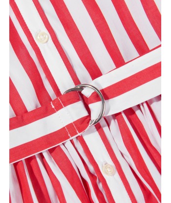 Ralph Lauren Girls Striped Shirt Dress in Red shop