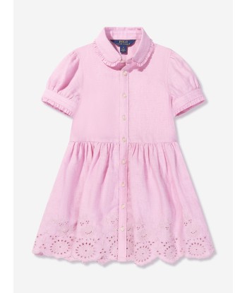 Ralph Lauren Girls Embroidered Shirt Dress in Pink des créatures d'habitude