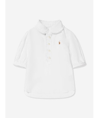 Ralph Lauren Girls Kinsley Button Front Blouse in White pour bénéficier 