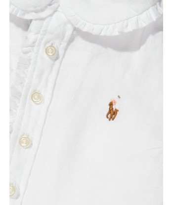 Ralph Lauren Girls Kinsley Button Front Blouse in White pour bénéficier 