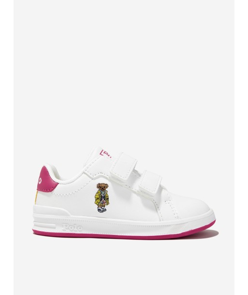 Ralph Lauren Girls Heritage Court II Velcro Bear Trainers in White Comparez et commandez 