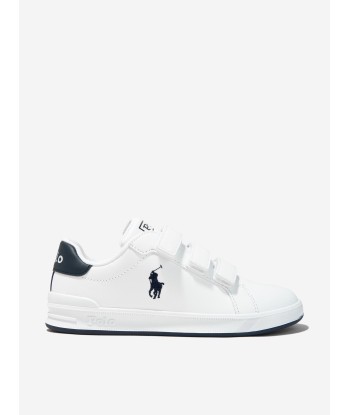 Ralph Lauren Boys Heritage Court II Velcro Trainers in White vous aussi creer 