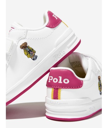 Ralph Lauren Girls Heritage Court II Velcro Bear Trainers in White Comparez et commandez 