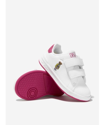 Ralph Lauren Girls Heritage Court II Velcro Bear Trainers in White Comparez et commandez 