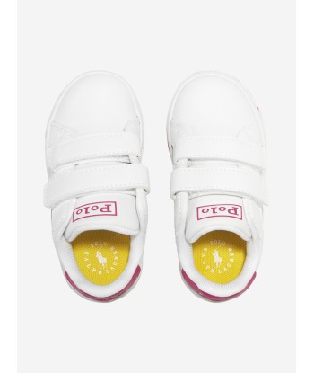 Ralph Lauren Girls Heritage Court II Velcro Bear Trainers in White Comparez et commandez 