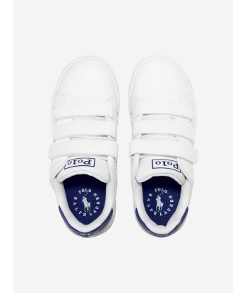 Ralph Lauren Boys Heritage Court II Velcro Trainers in White Venez acheter