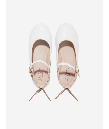 Sophia Webster Girls Leather Evangeline Shoes in White de France