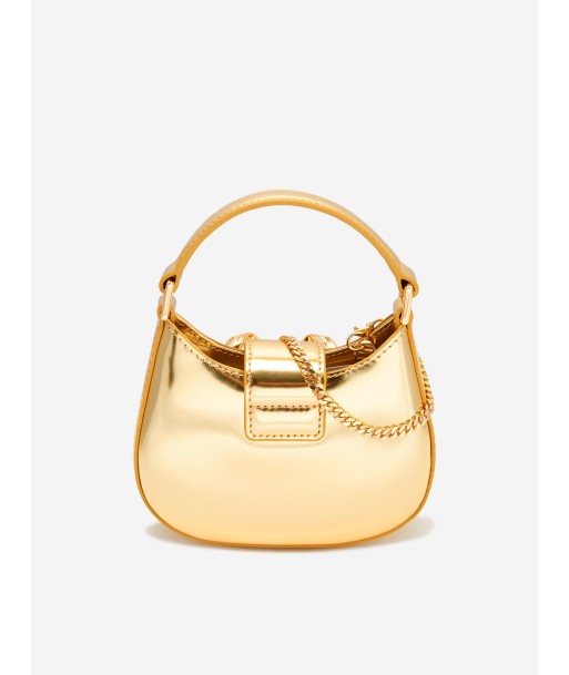 Self Portrait Girls Curved Bow Micro Shoulder Bag in Gold la colonne vertébrale