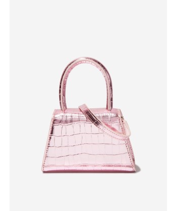 Self Portrait Girls Metallic Croc Micro Bow Bag in Pink la chaussure