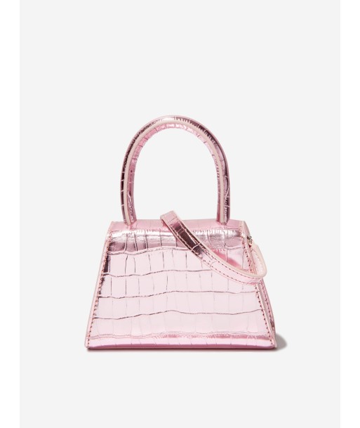 Self Portrait Girls Metallic Croc Micro Bow Bag in Pink la chaussure