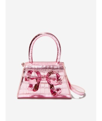 Self Portrait Girls Metallic Croc Micro Bow Bag in Pink la chaussure