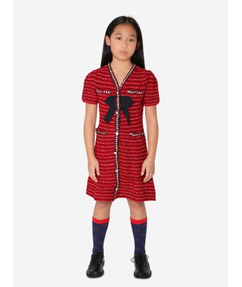 Self Portrait Girls Knitted Mini Dress in Red JUSQU'A -70%! 