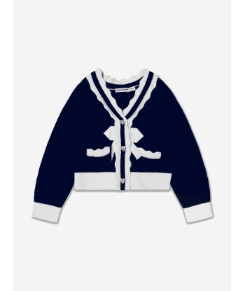 Self Portrait Girls Knitted Bow Cardigan in Navy suggérées chez