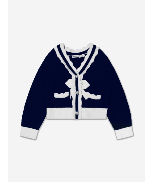 Self Portrait Girls Knitted Bow Cardigan in Navy suggérées chez