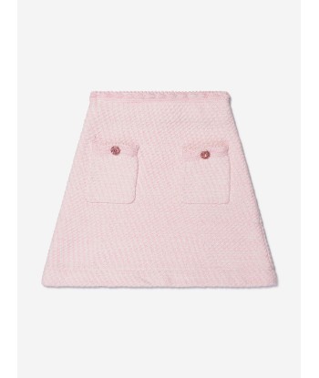 Self Portrait Girls Knitted Mini Skirt in Pink basket pas cher