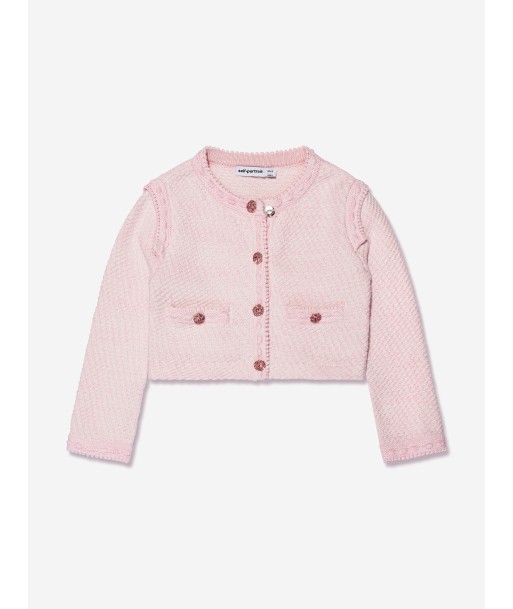 Self Portrait Girls Knitted Cardigan in Pink soldes