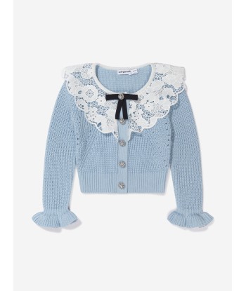 Self Portrait Girls Cotton Knit Jacket in Blue store