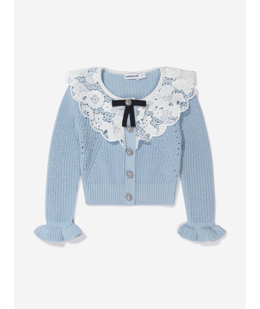 Self Portrait Girls Cotton Knit Jacket in Blue store