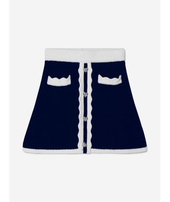 Self Portrait Girls Knitted Mini Skirt in Navy une grave pollution 