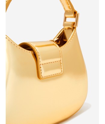 Self Portrait Girls Curved Bow Micro Shoulder Bag in Gold la colonne vertébrale