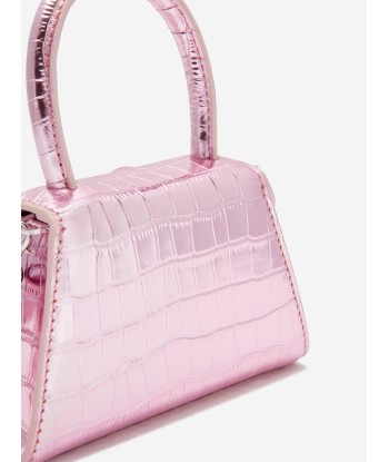 Self Portrait Girls Metallic Croc Micro Bow Bag in Pink la chaussure