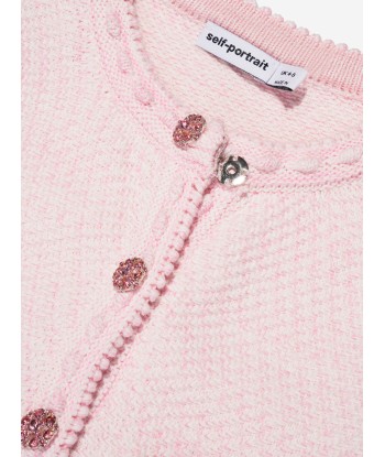 Self Portrait Girls Knitted Cardigan in Pink soldes