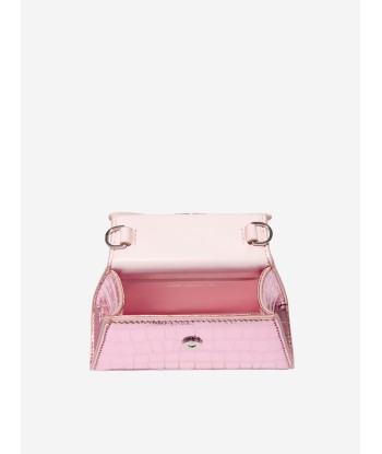 Self Portrait Girls Metallic Croc Micro Bow Bag in Pink la chaussure