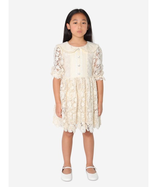 Self Portrait Girls Lace Mini Dress in Cream les ligaments