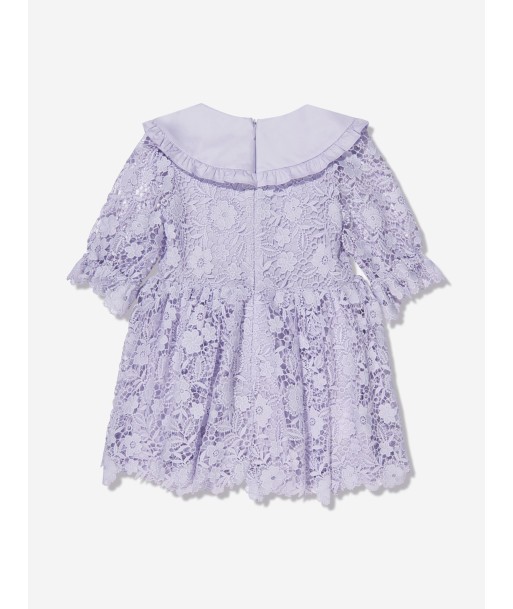 Self Portrait Girls Lace Mini Dress in Lilac Faites des économies