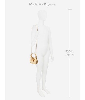 Self Portrait Girls Curved Bow Micro Shoulder Bag in Gold la colonne vertébrale