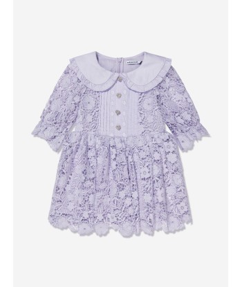 Self Portrait Girls Lace Mini Dress in Lilac Faites des économies