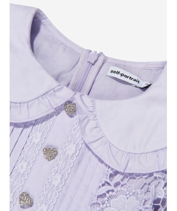 Self Portrait Girls Lace Mini Dress in Lilac Faites des économies