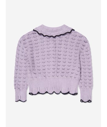 Self Portrait Girls Crochet Knit Cardigan in Lilac Toutes les collections ici