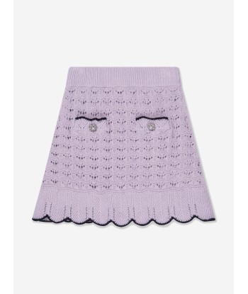 Self Portrait Girls Crochet Knit Mini Skirt in Lilac JUSQU'A -70%! 